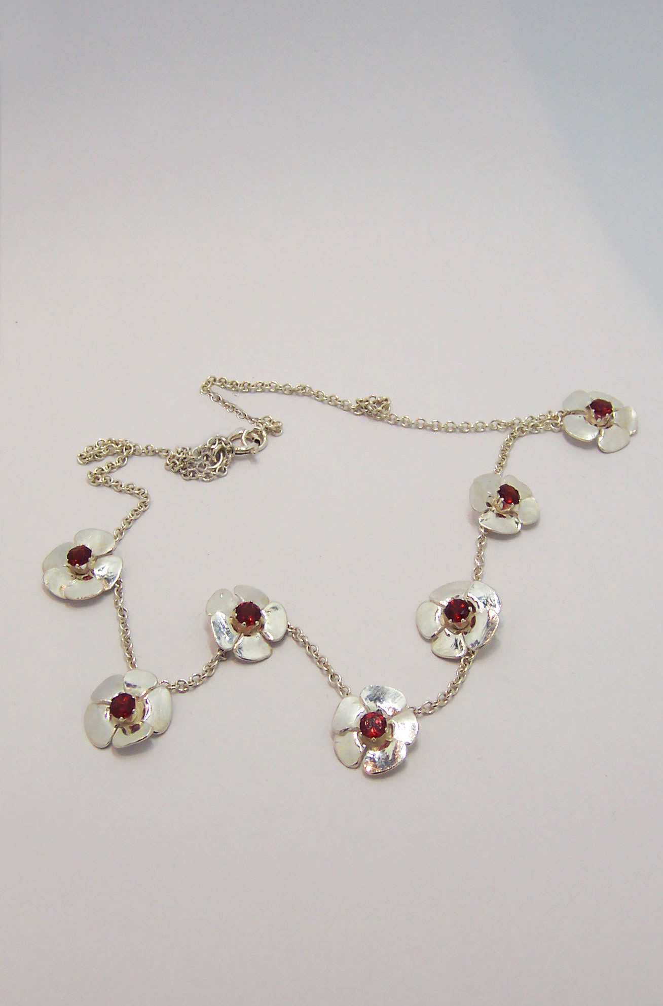 Silver and Garnet Daisy Chain